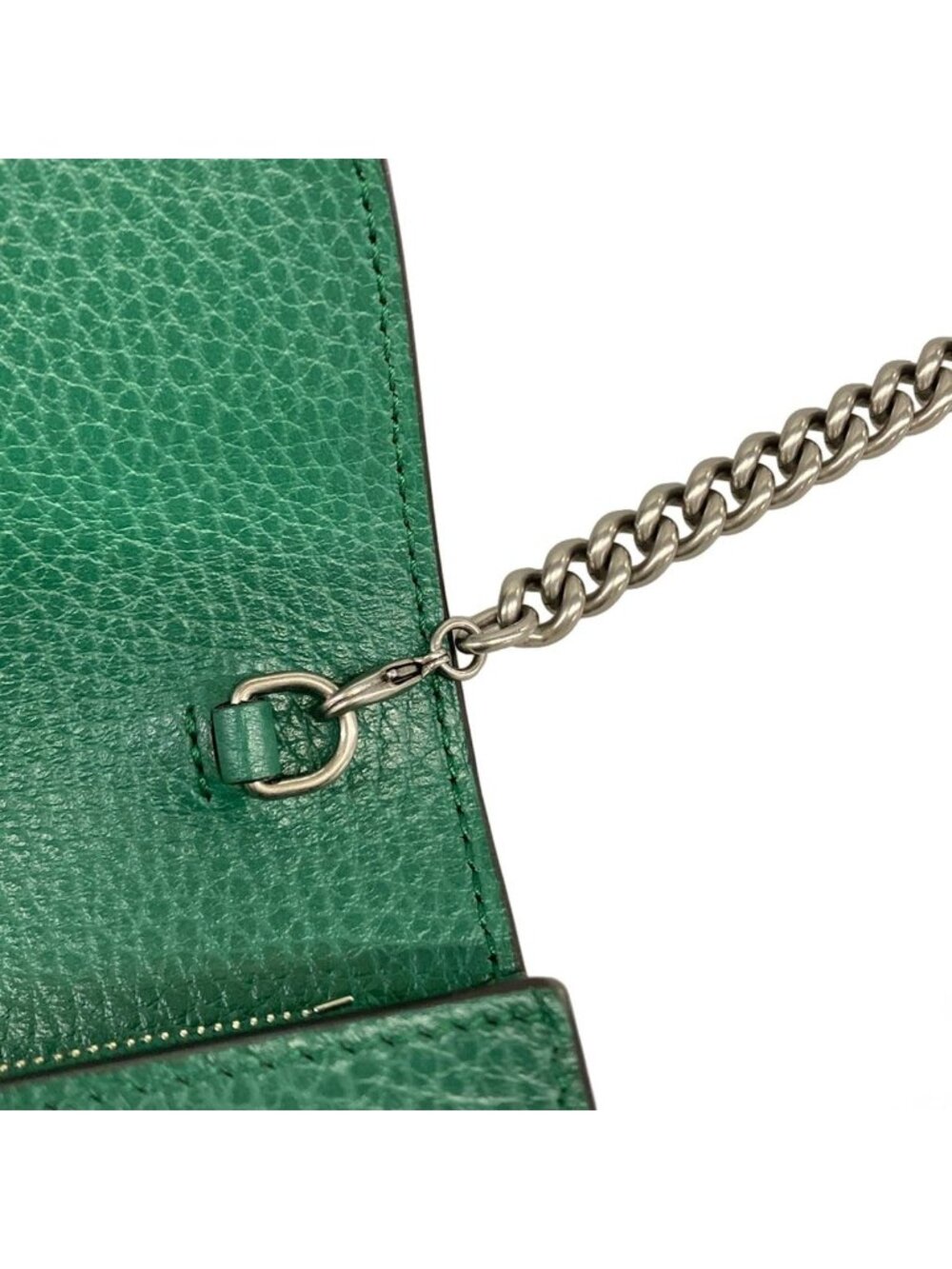 Gucci Shoulder Bag Dionysus Green Chain Removable Strap Line Stone Leather - Picture 11 of 15